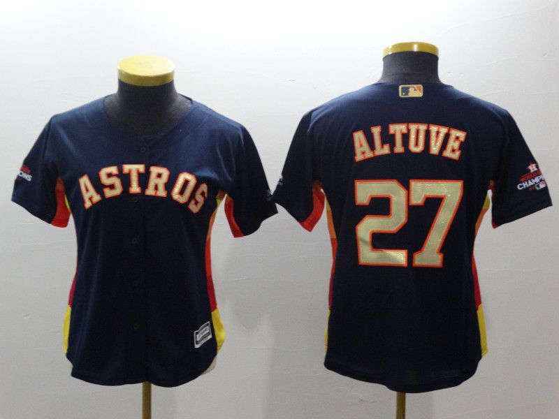 Women Houston Astros #27 Altuve Blue Champion Edition MLB Jerseys->women mlb jersey->Women Jersey